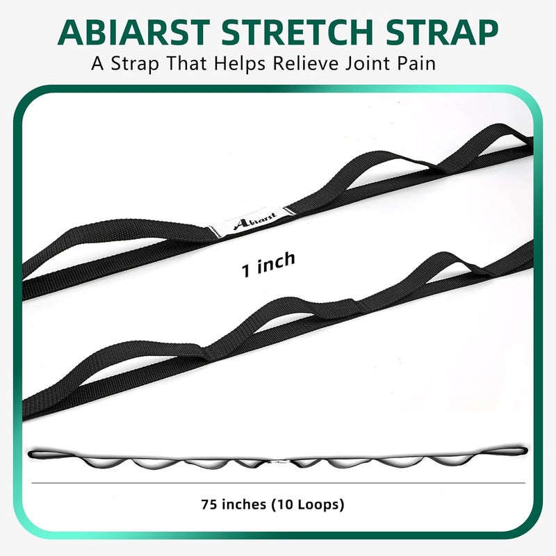Abiarst Stretching Strap Yoga Straps for Physical Therapy, 10 Loops Non-Elastic Stretch Band for Pilates, Flexibility, Exercise and Gymnastics - Image 3